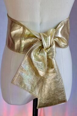 Vintage St. John Gold Metallic Leather Wrap Belt